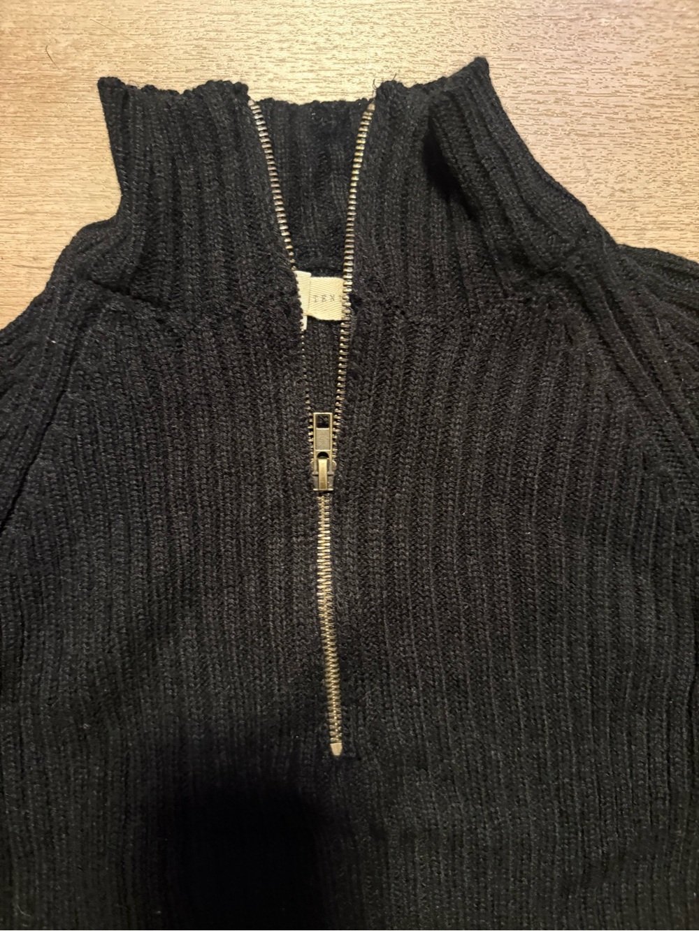 rag & bone Black Ribbed Half-Zip Women's Sweater Top